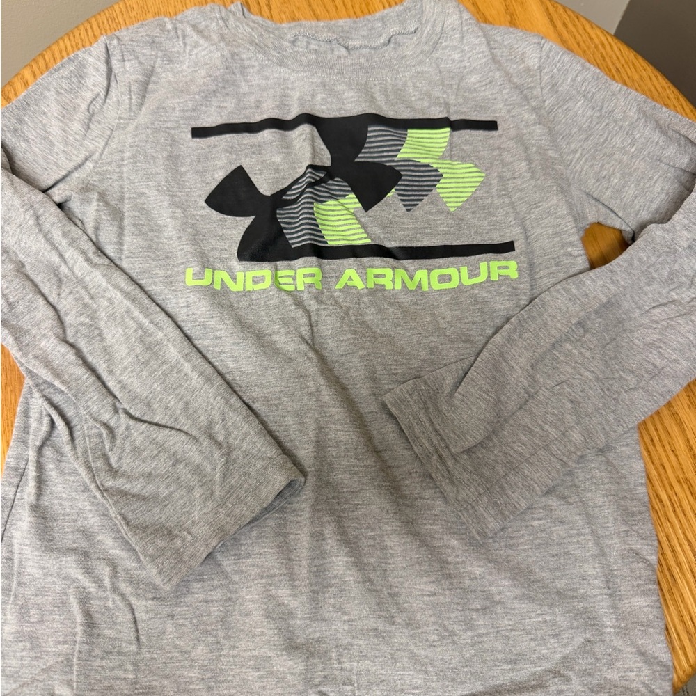 Under Armour Gray Long Sleeve Tee with Neon Green Logo